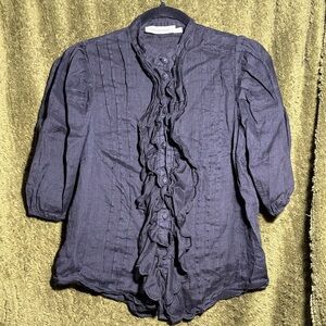 Zimmermann Ruffled Button Front Blouse in Black